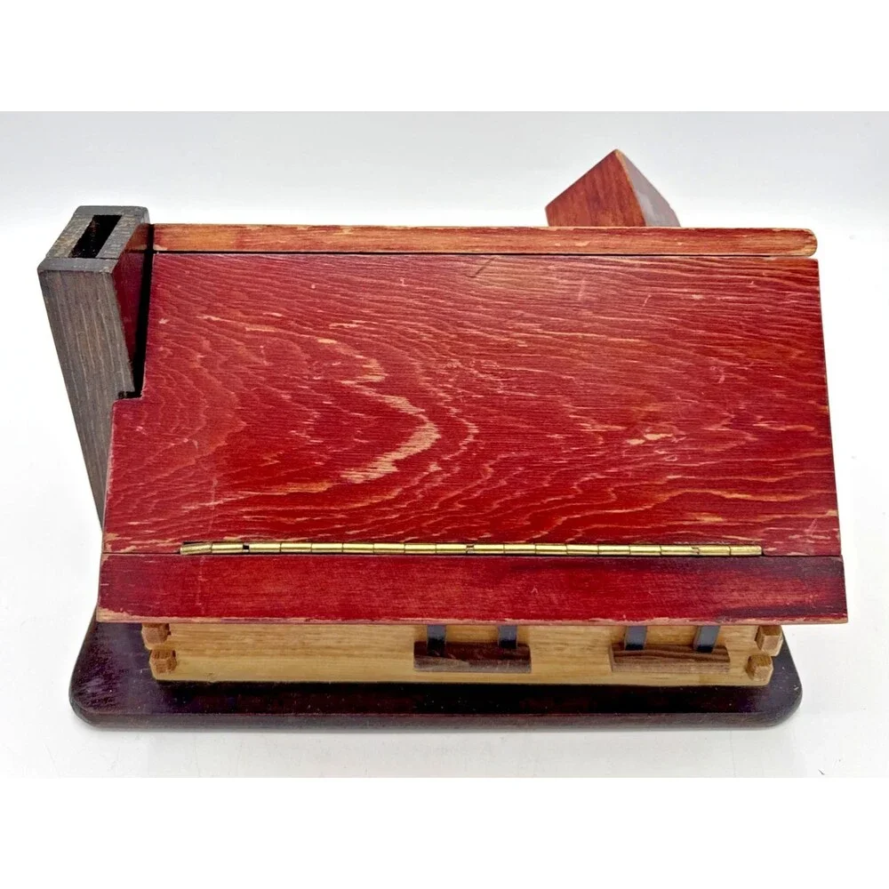 Vintage Cabin Sewing Box/Stash Box/Bank 10”X6.5”X6.5” AA Importing, Taiwan